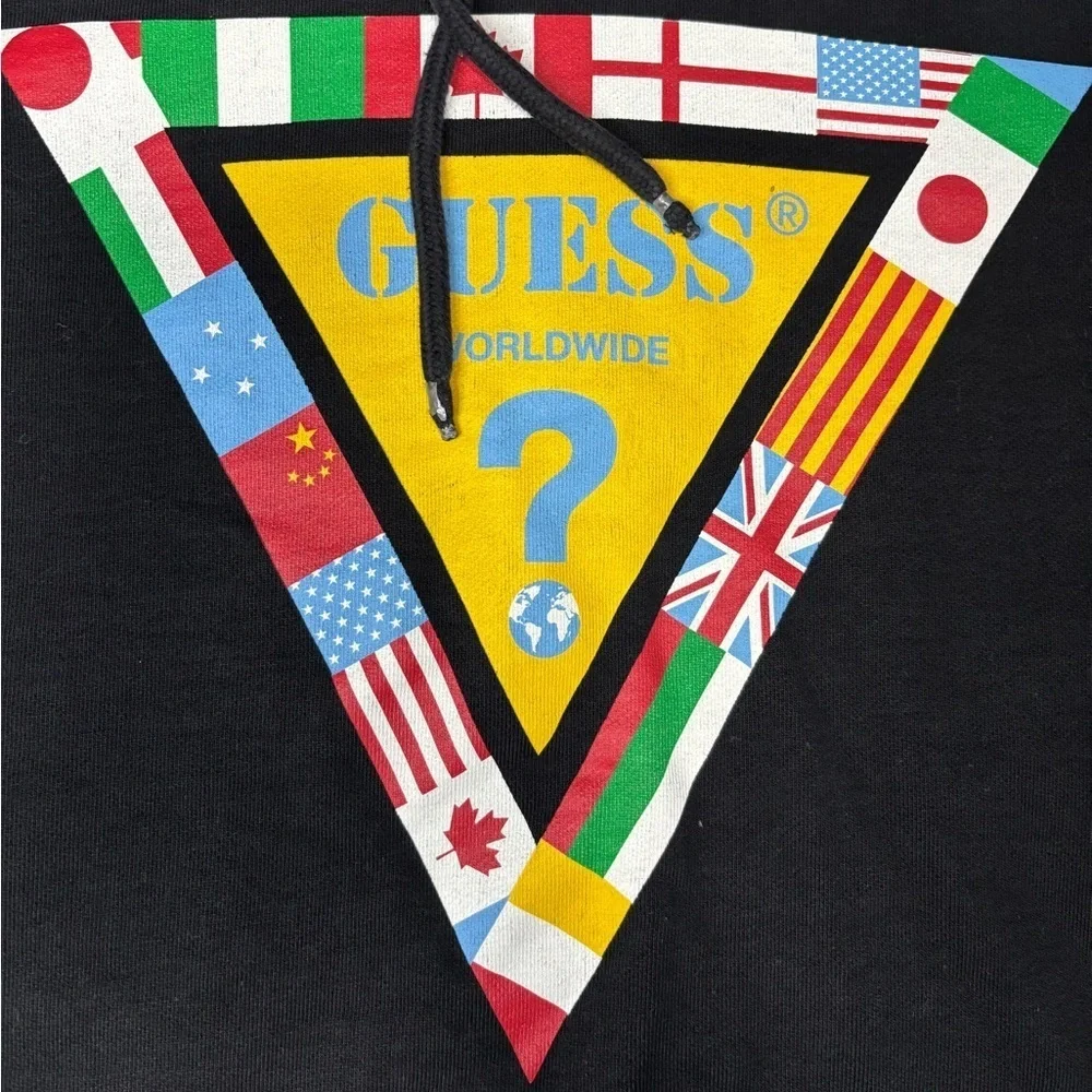 Guess Men Black Summer Games Logo Graphic Hoodie